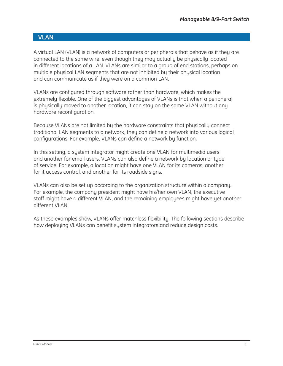 Vlan | GE D-GES7600 User Manual | Page 12 / 96