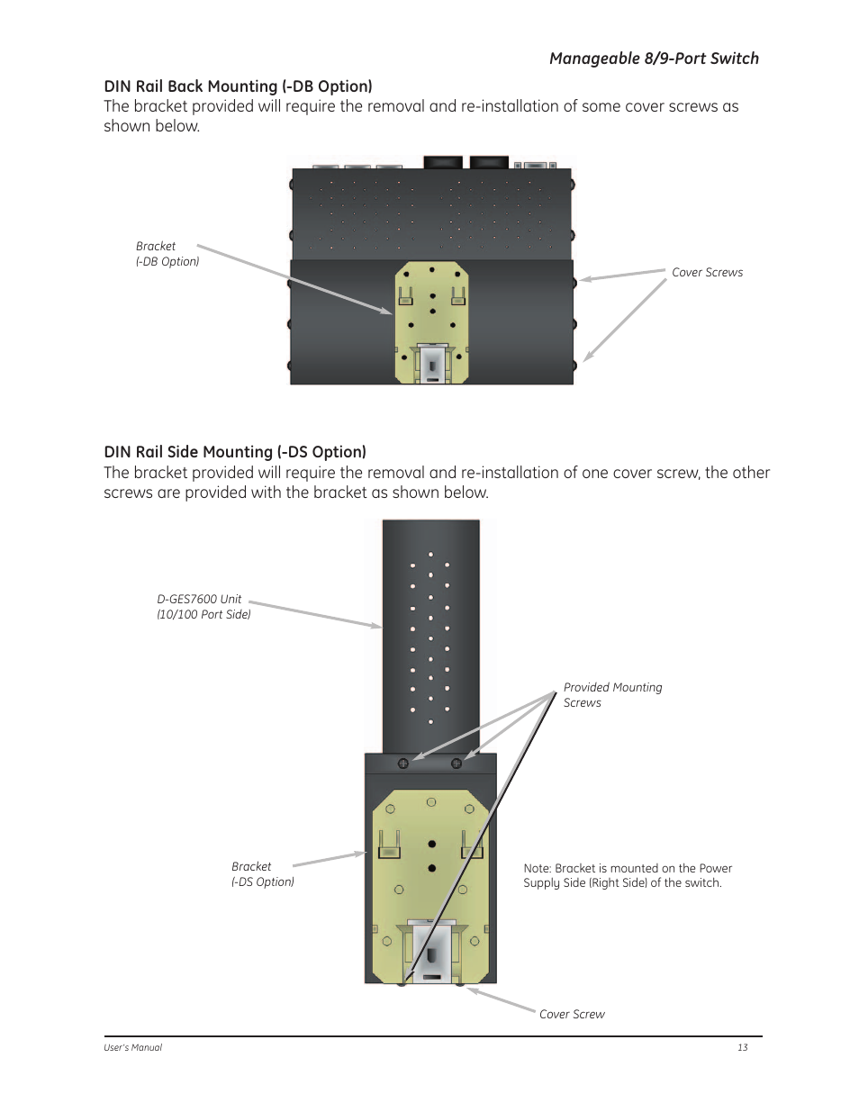 Manageable 8/9-port switch | GE D-GES7600 User Manual | Page 17 / 96