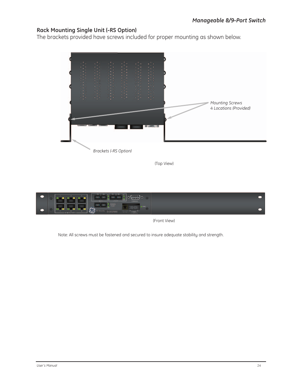 Manageable 8/9-port switch | GE D-GES7600 User Manual | Page 18 / 96