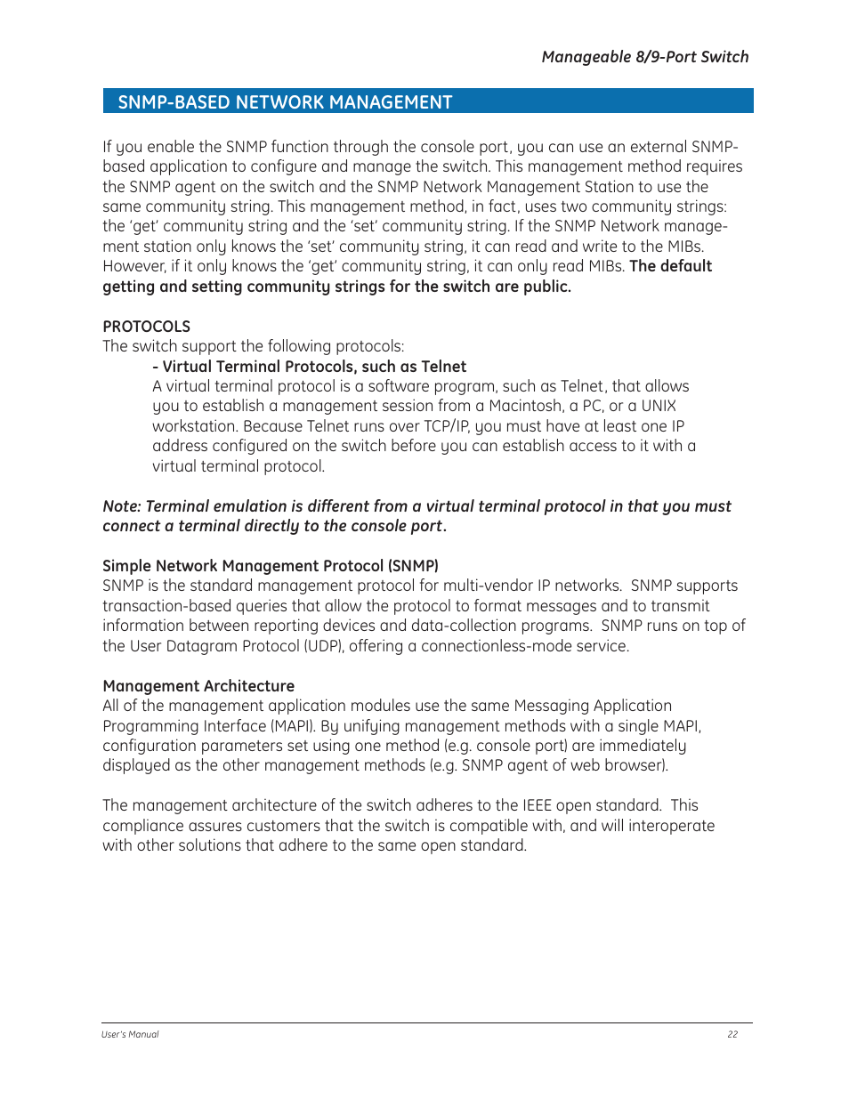 Snmp-based network management | GE D-GES7600 User Manual | Page 26 / 96