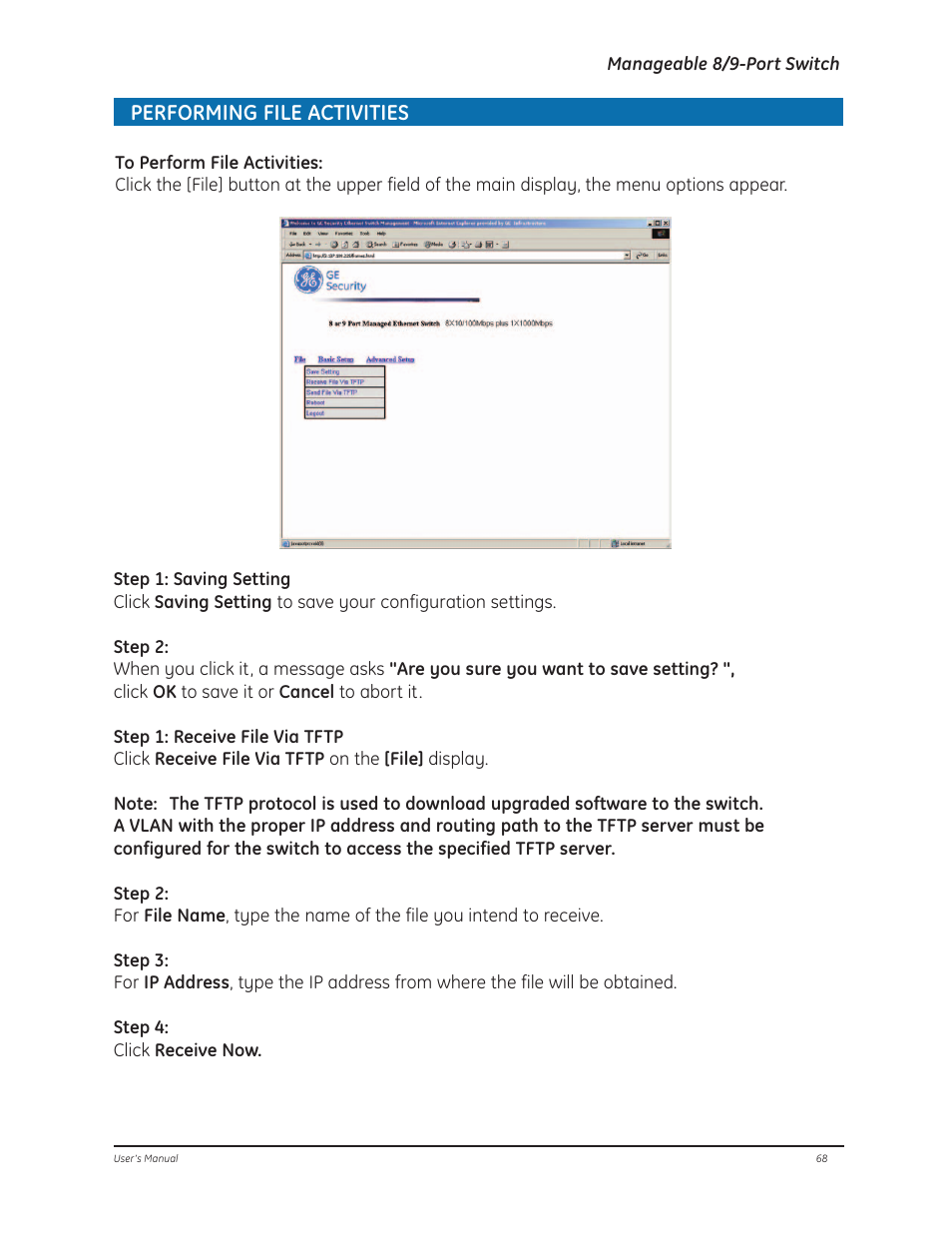 Performing file activities | GE D-GES7600 User Manual | Page 72 / 96