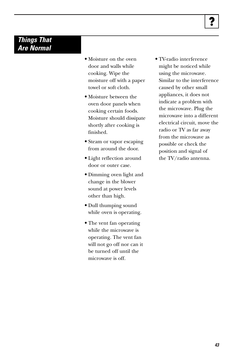 Things that are normal | GE HVM1750 User Manual | Page 43 / 48