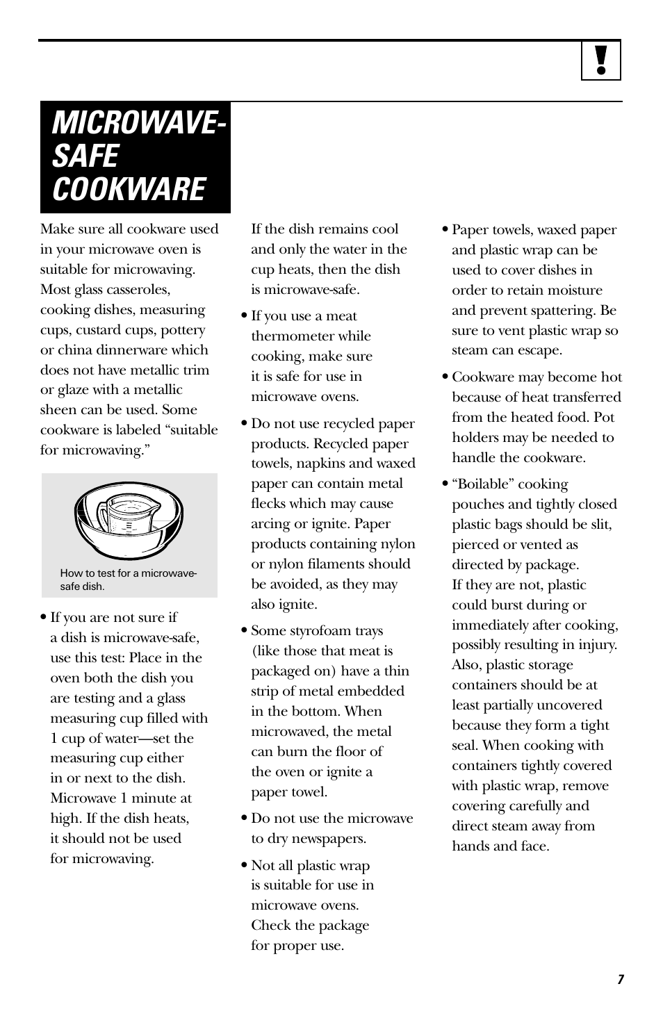 Microwave- safe cookware | GE HVM1750 User Manual | Page 7 / 48