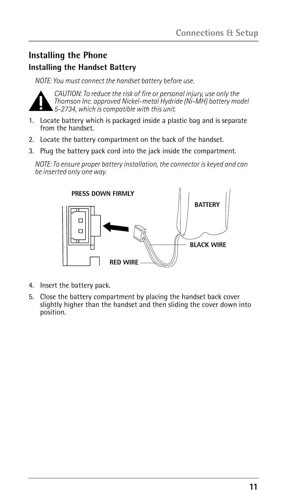 11 connections & setup installing the phone | GE 25210 User Manual | Page 11 / 92