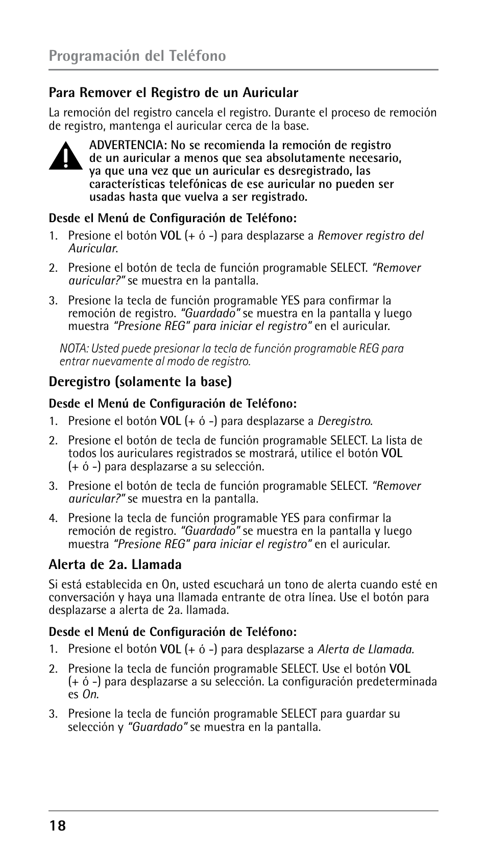 Programación del teléfono | GE 25210 User Manual | Page 64 / 92