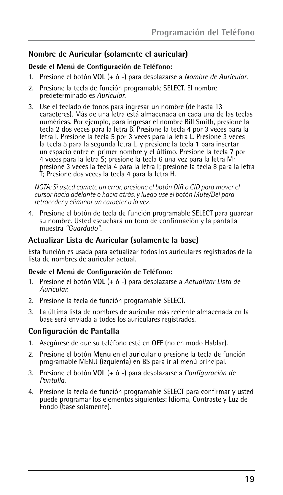 Programación del teléfono | GE 25210 User Manual | Page 65 / 92
