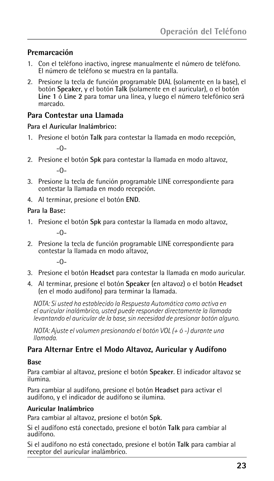 Operación del teléfono | GE 25210 User Manual | Page 69 / 92