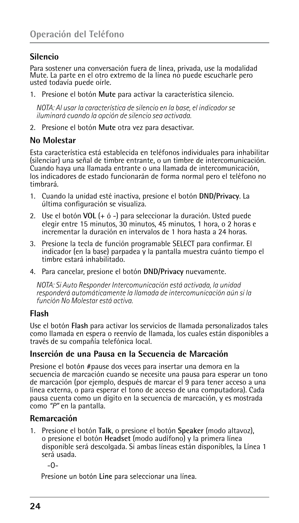 Operación del teléfono | GE 25210 User Manual | Page 70 / 92