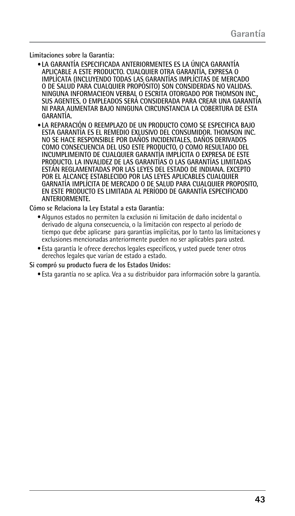 Garantía | GE 25210 User Manual | Page 89 / 92