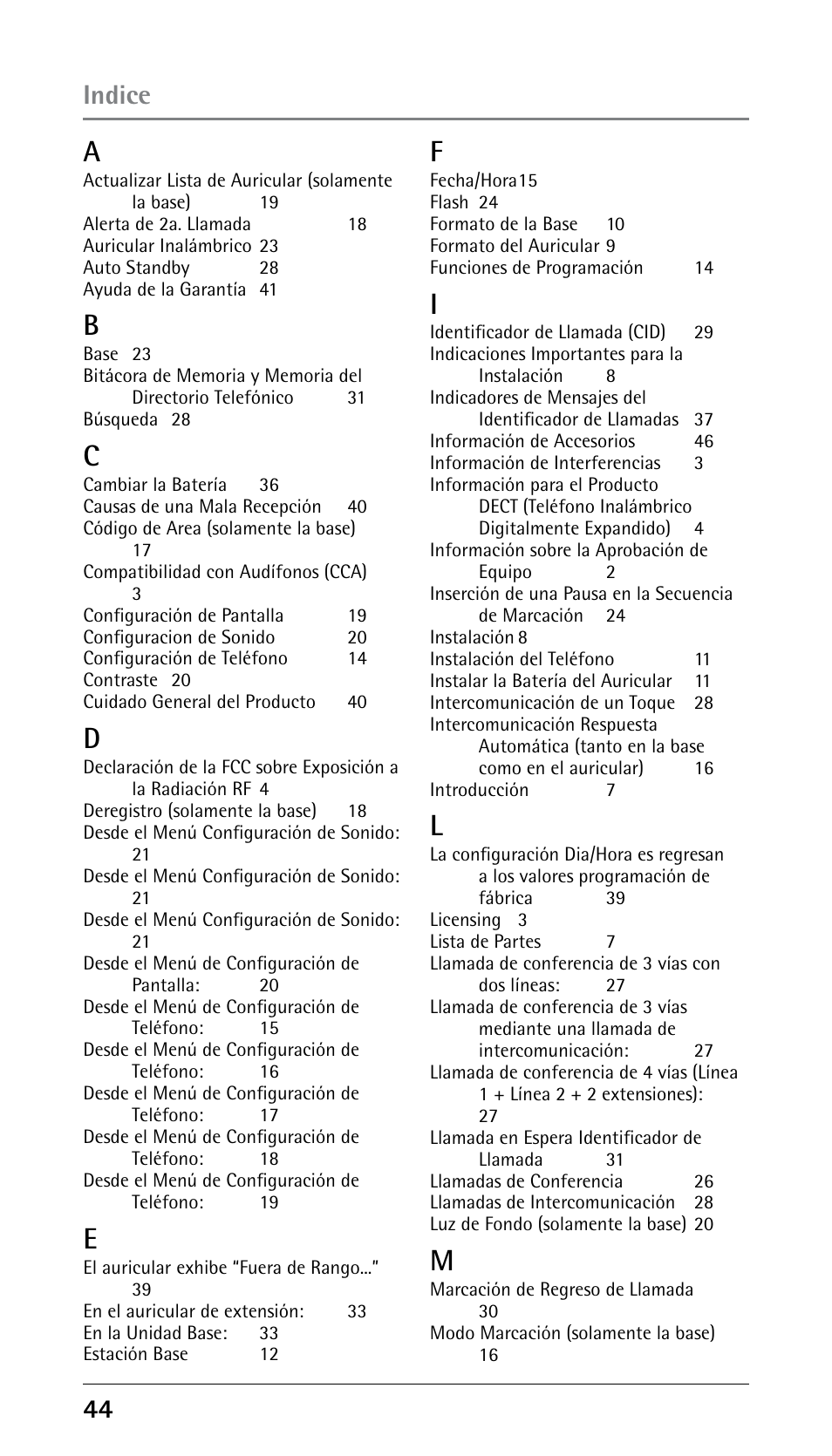 Indice | GE 25210 User Manual | Page 90 / 92