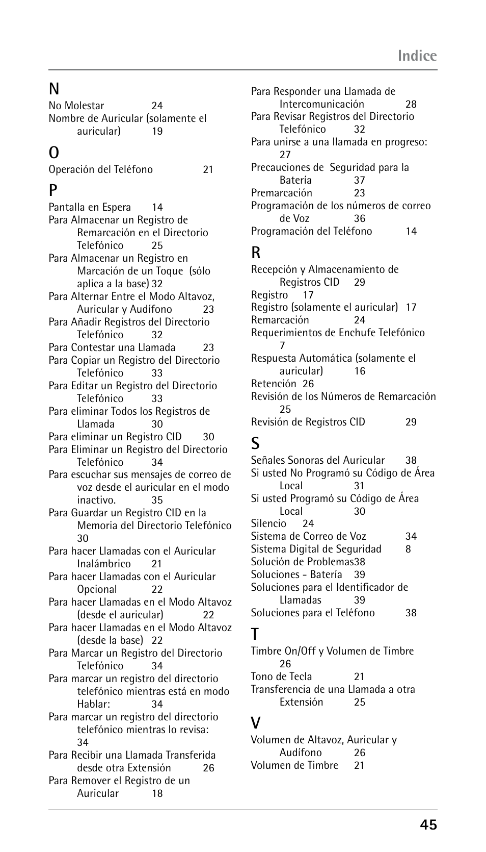 Indice | GE 25210 User Manual | Page 91 / 92