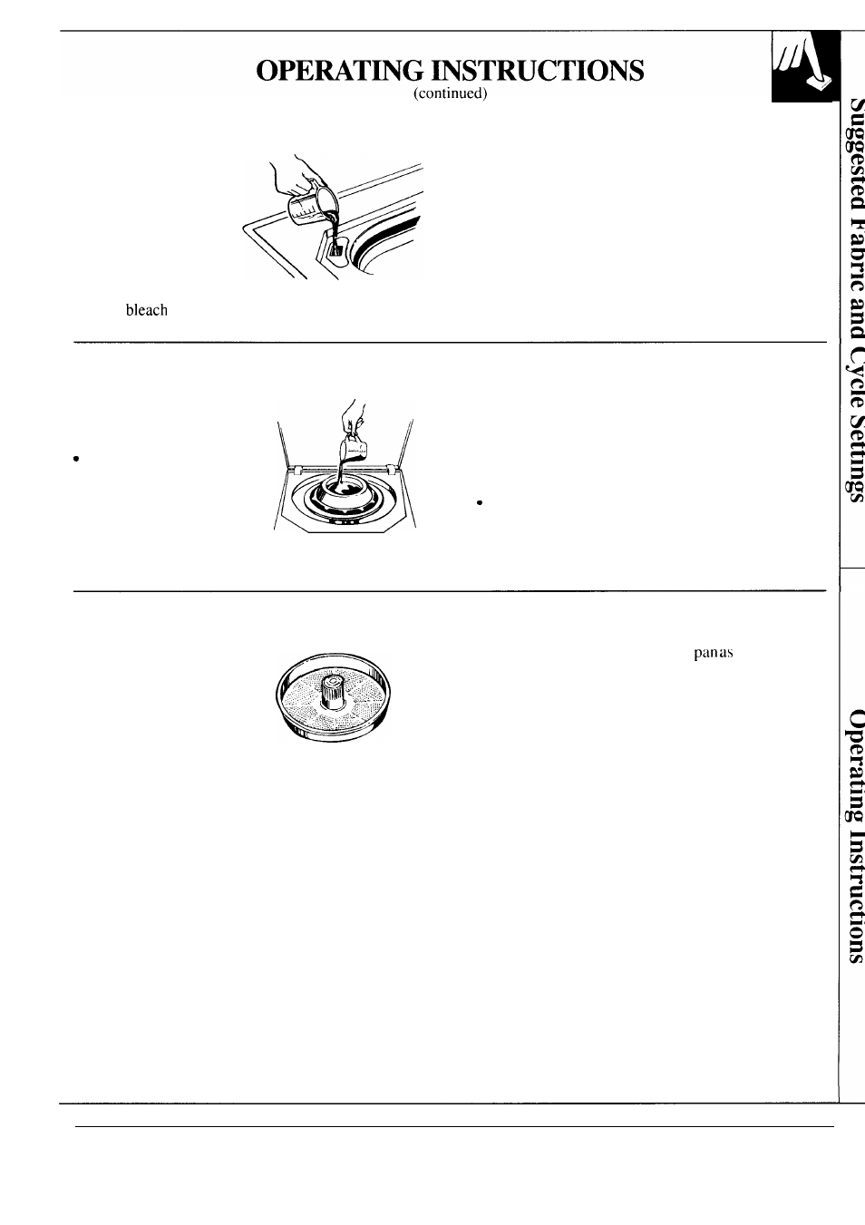Bleach, Control settings, Cycle descriptions | Cycle times, Energy-saving tips, Fabric softener, How to use the bleach dispenser, How to use the fabric softener dispenser, How to use the filter-flo pan | GE WA9895S User Manual | Page 9 / 28
