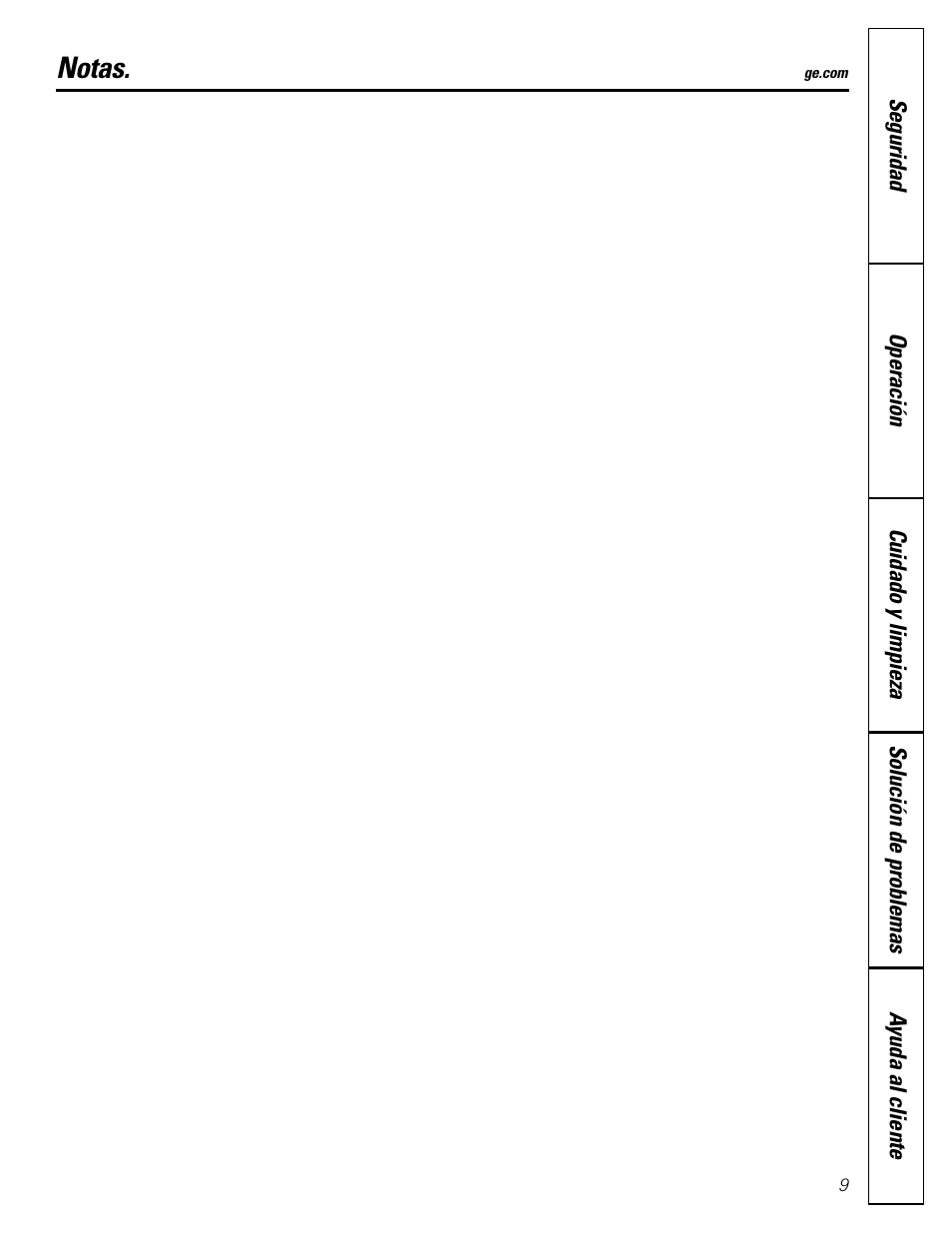 Notas | GE AHW30 User Manual | Page 21 / 24