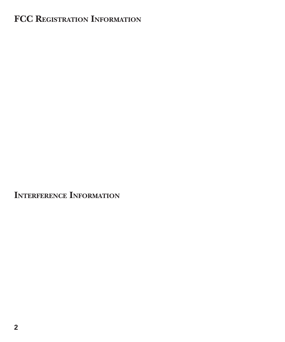 Fcc registration information, Interference information, Fcc r | GE 15380380 User Manual | Page 2 / 20