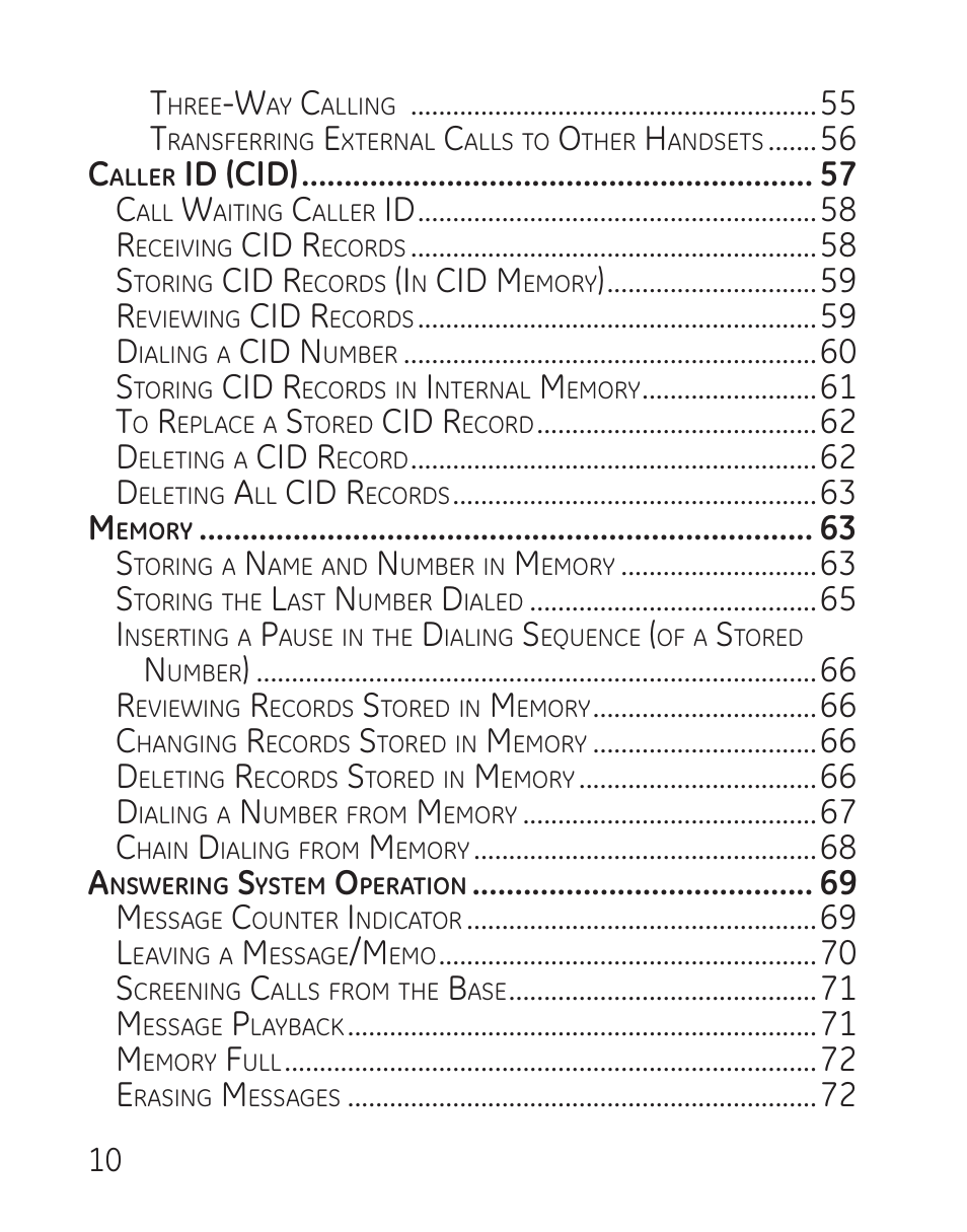 Id (cid) c, Id r, Cid r | Cid m, Cid n | GE 29115 Series User Manual | Page 10 / 196