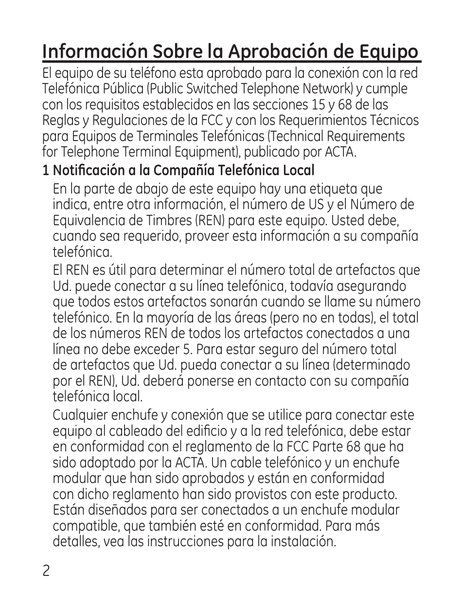 Información sobre la aprobación de equipo | GE 29115 Series User Manual | Page 100 / 196