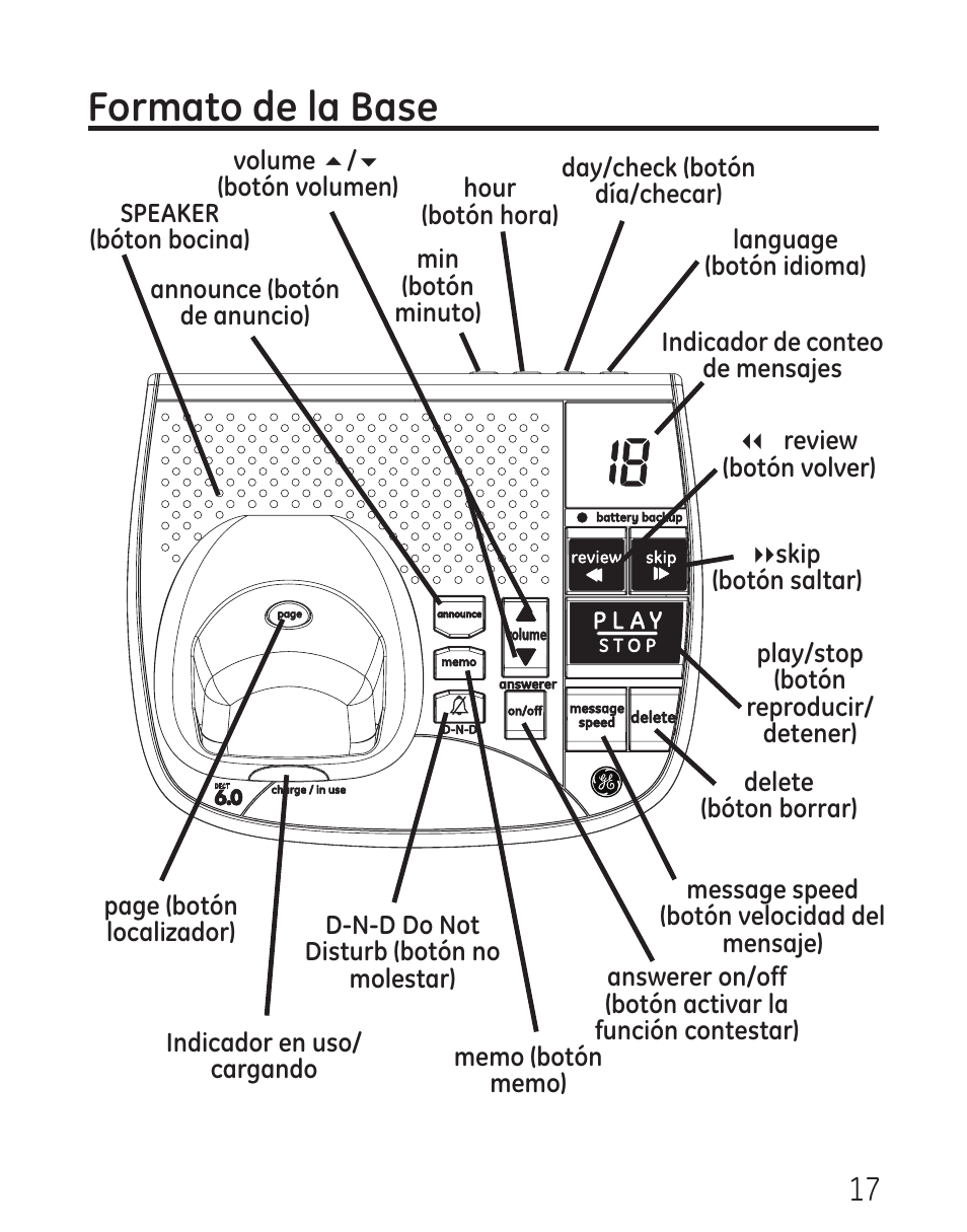 Formato de la base | GE 29115 Series User Manual | Page 115 / 196