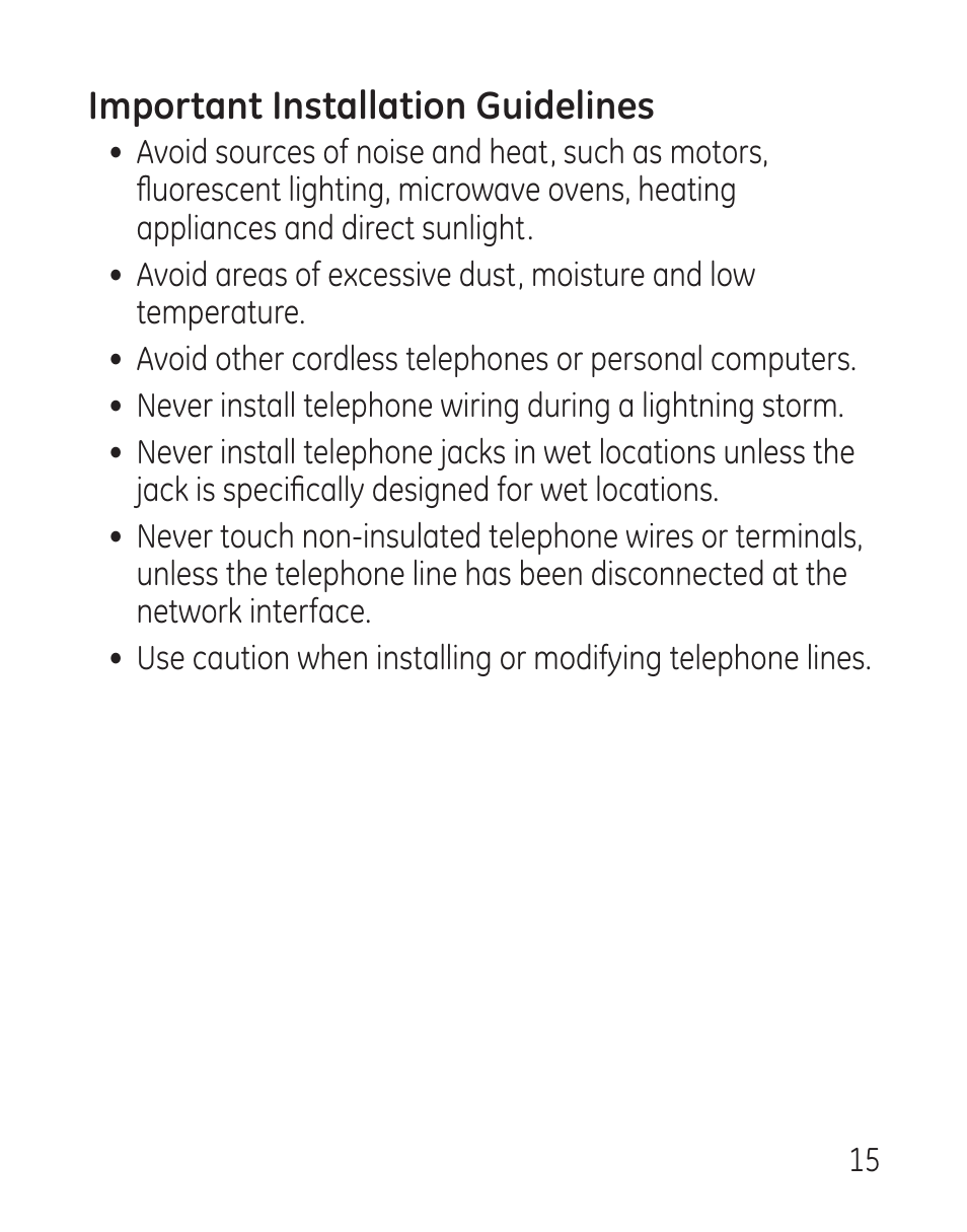 Important installation guidelines | GE 29115 Series User Manual | Page 15 / 196