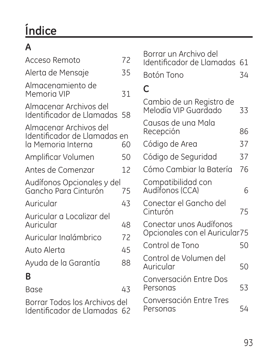 Índice | GE 29115 Series User Manual | Page 191 / 196