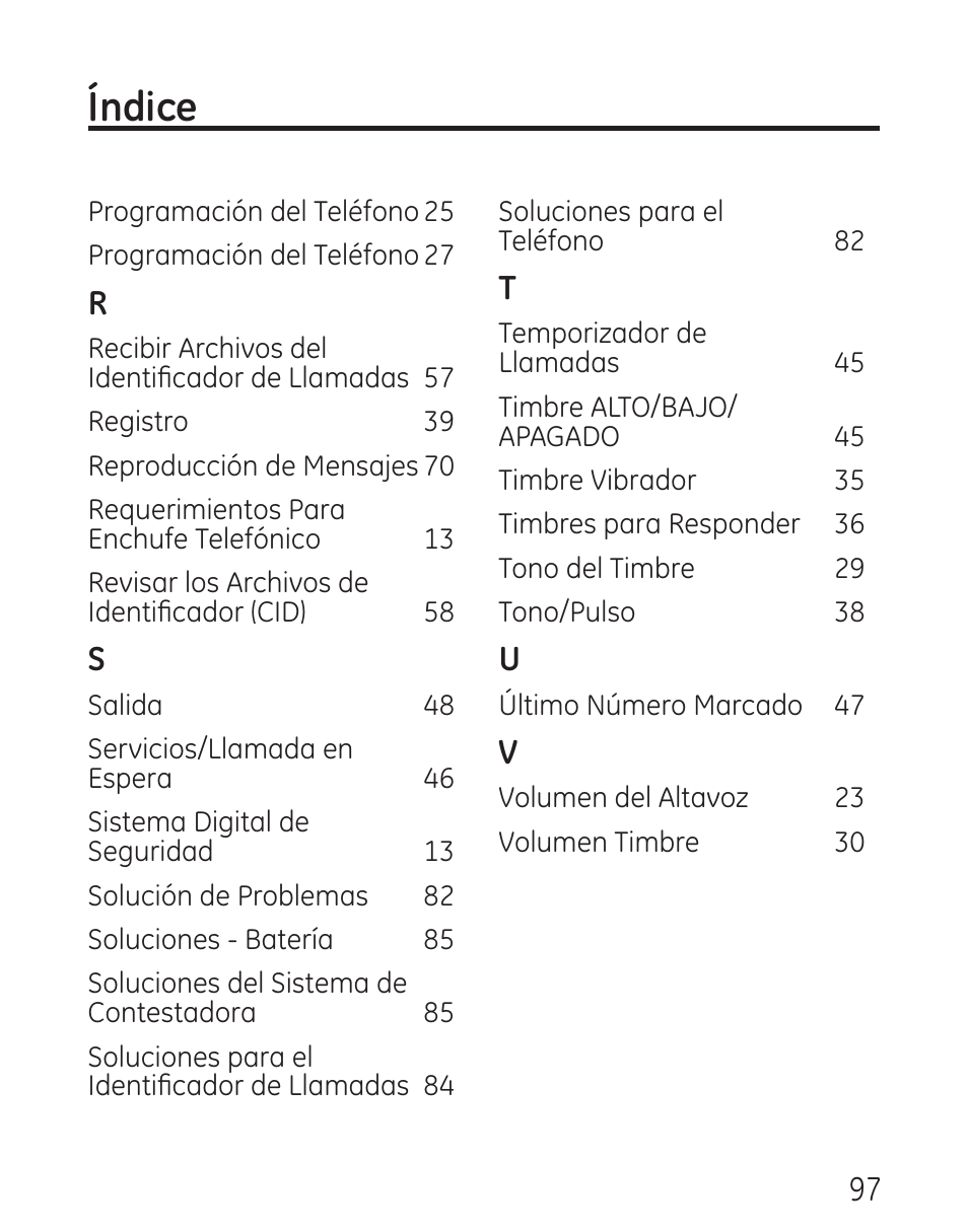 Índice | GE 29115 Series User Manual | Page 195 / 196