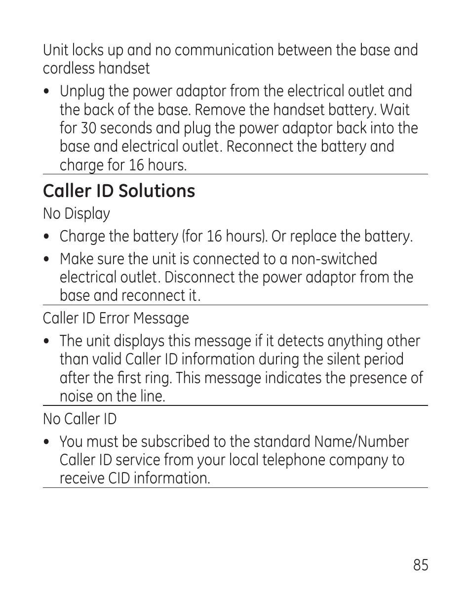 Caller id solutions | GE 29115 Series User Manual | Page 85 / 196