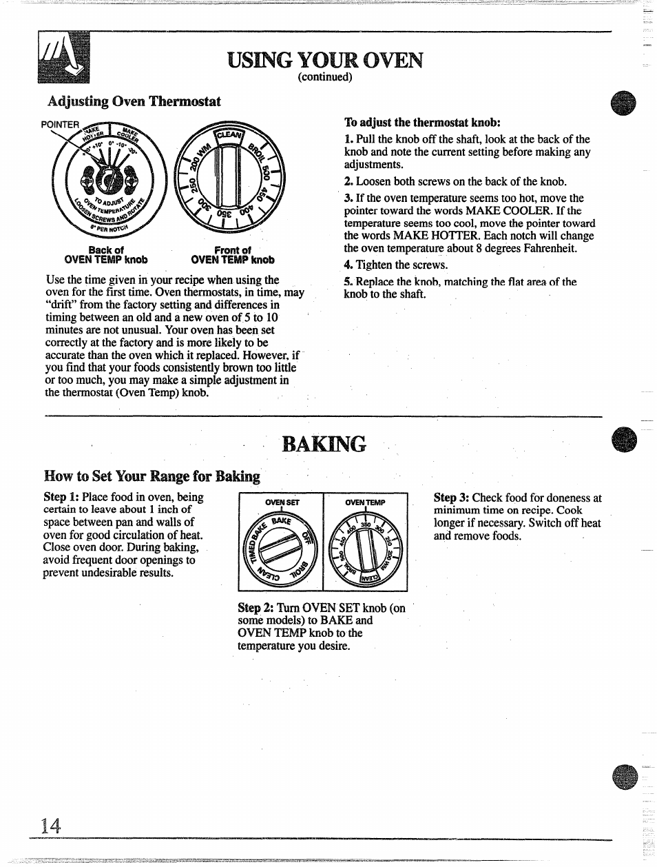 I /nu/xa \ if-fx, Adjusting oven thennmtat | GE 49-8255 User Manual | Page 14 / 32