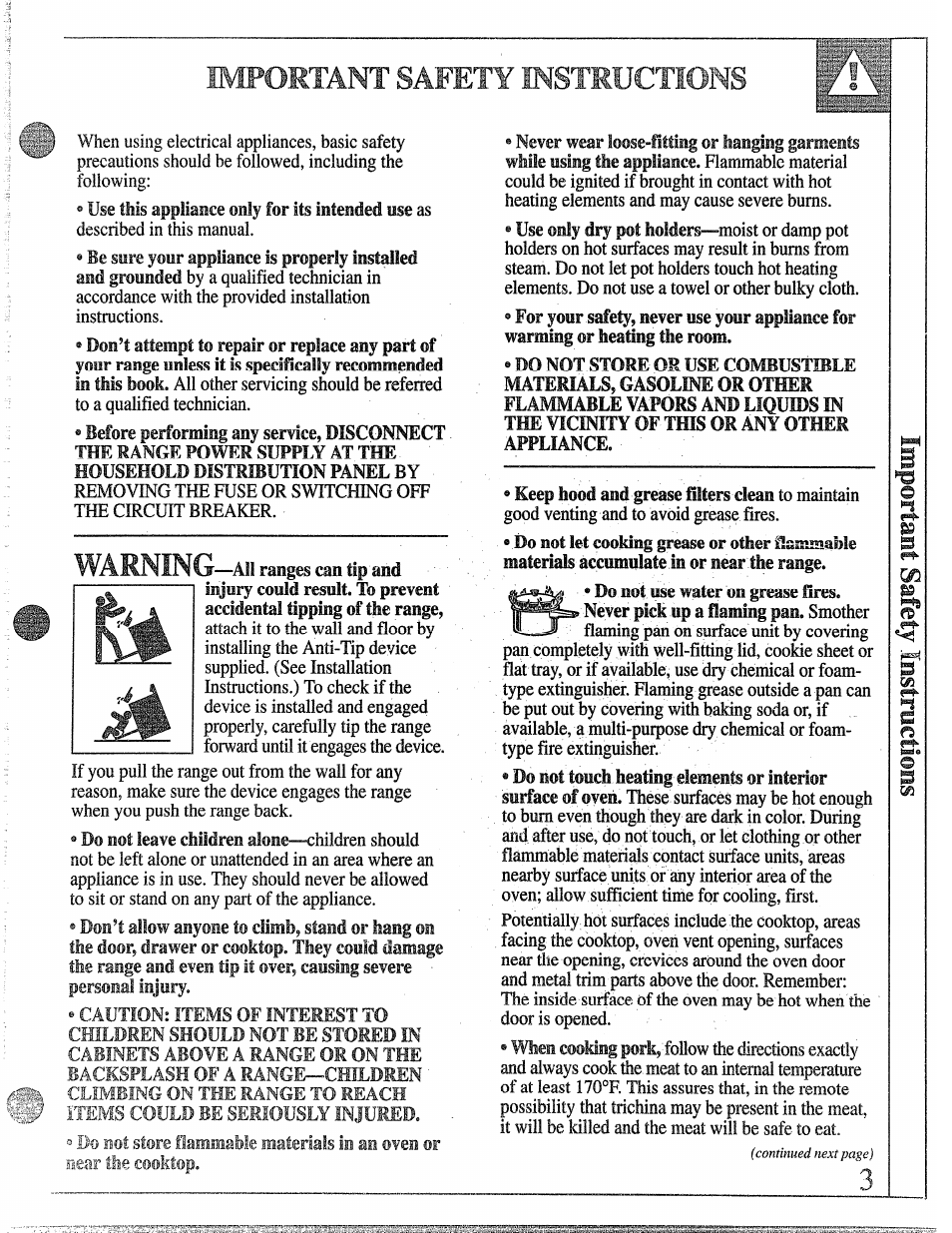 Do not store or use combustible | GE 49-8255 User Manual | Page 3 / 32