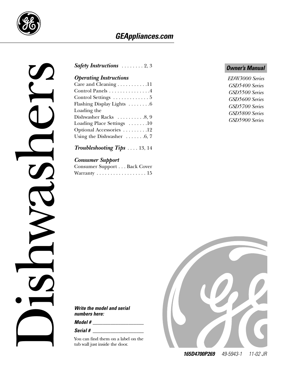 GE EDW3000 User Manual | 16 pages