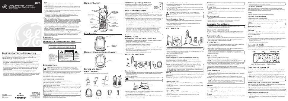GE 25841 User Manual | 2 pages