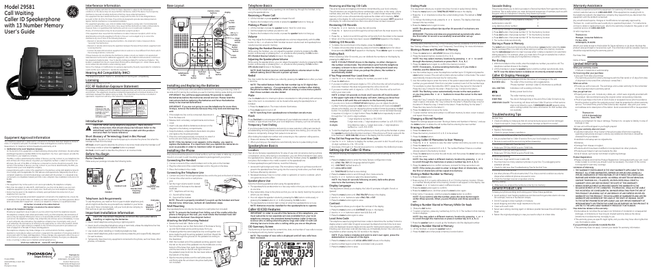 GE 29581 User Manual | 2 pages