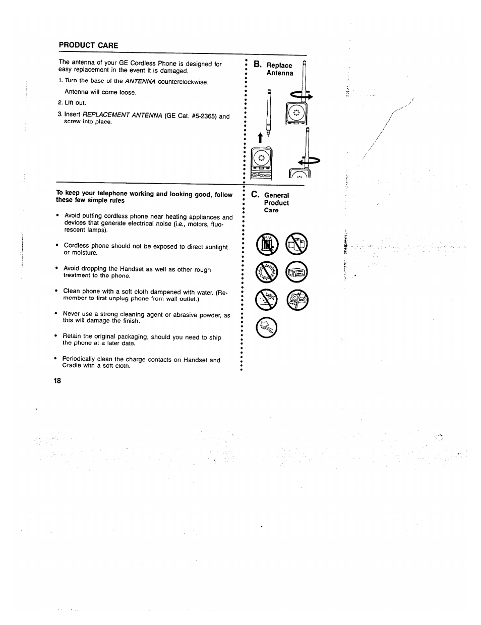 Product care | GE 2-9730 User Manual | Page 17 / 23