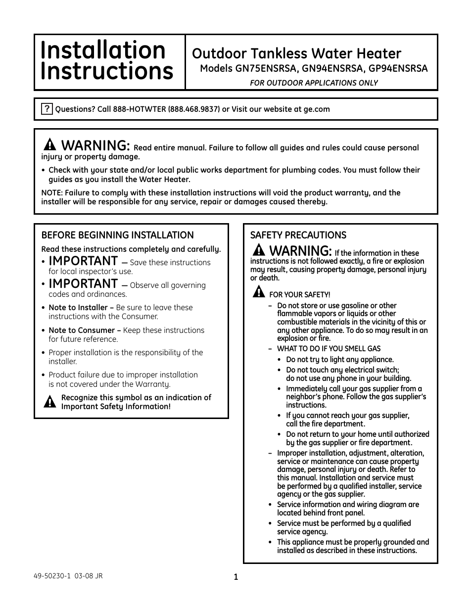 GE GN75ENSRSA User Manual | 24 pages
