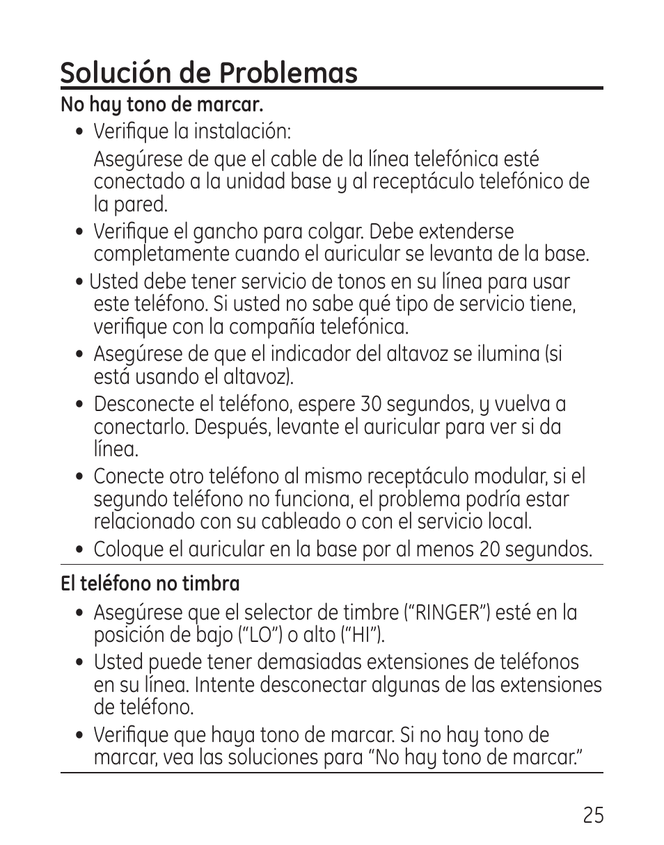 Solución de problemas | GE 29578 User Manual | Page 61 / 72