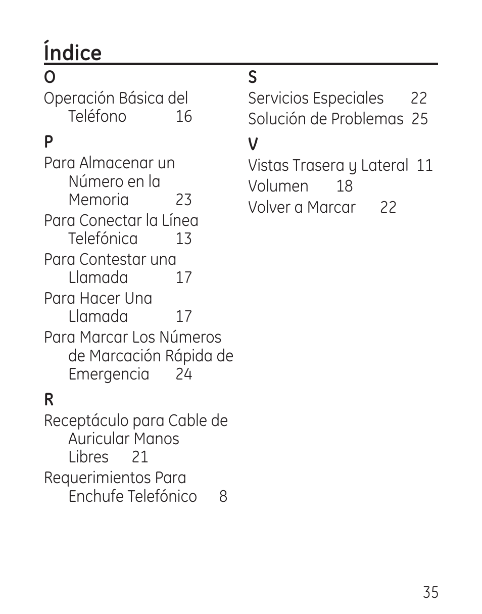 Índice | GE 29578 User Manual | Page 71 / 72