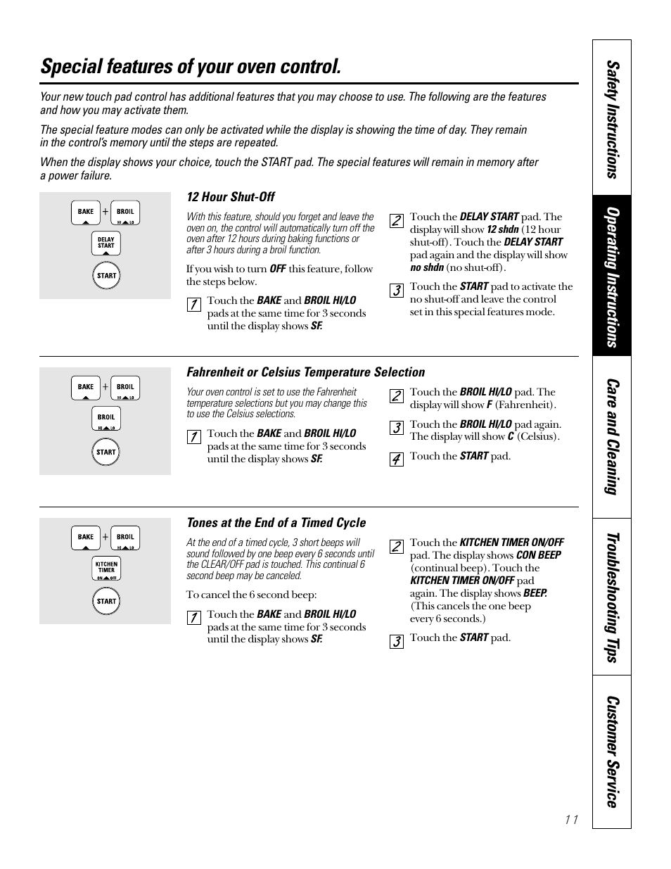 Special features of your oven control | GE 49-8973-2 01-00 JR User Manual | Page 11 / 40