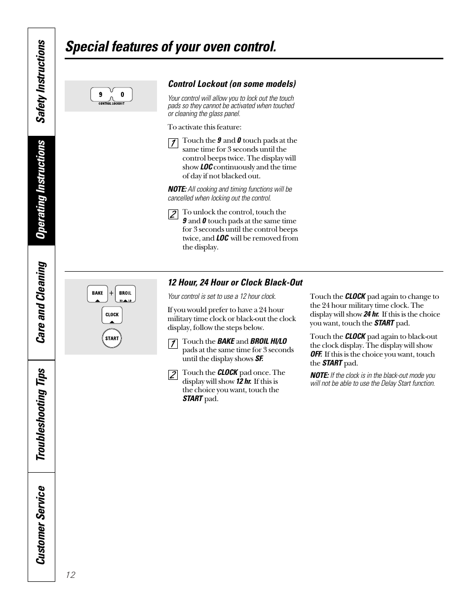 Special features of your oven control | GE 49-8973-2 01-00 JR User Manual | Page 12 / 40