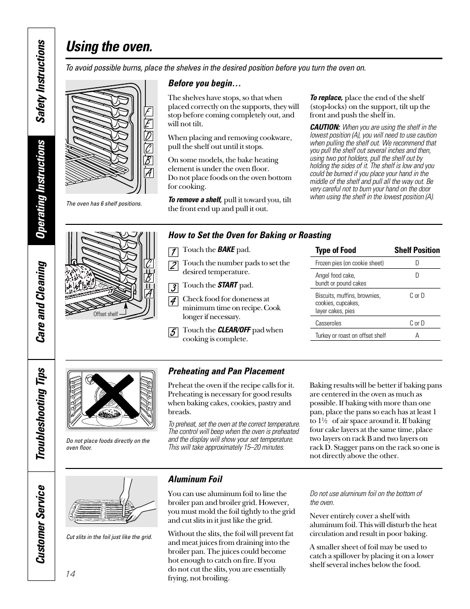 Using the oven | GE 49-8973-2 01-00 JR User Manual | Page 14 / 40