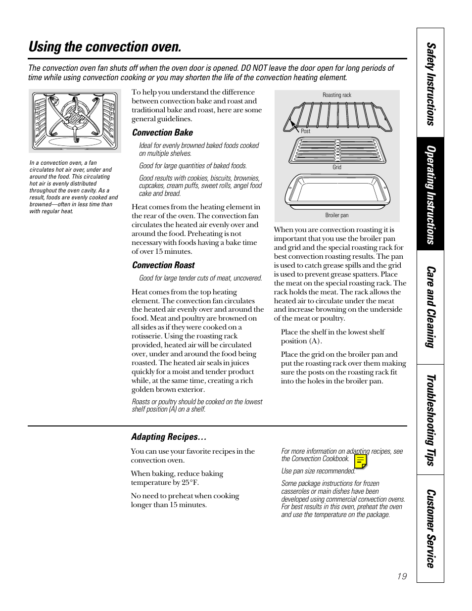 Using the convection oven | GE 49-8973-2 01-00 JR User Manual | Page 19 / 40