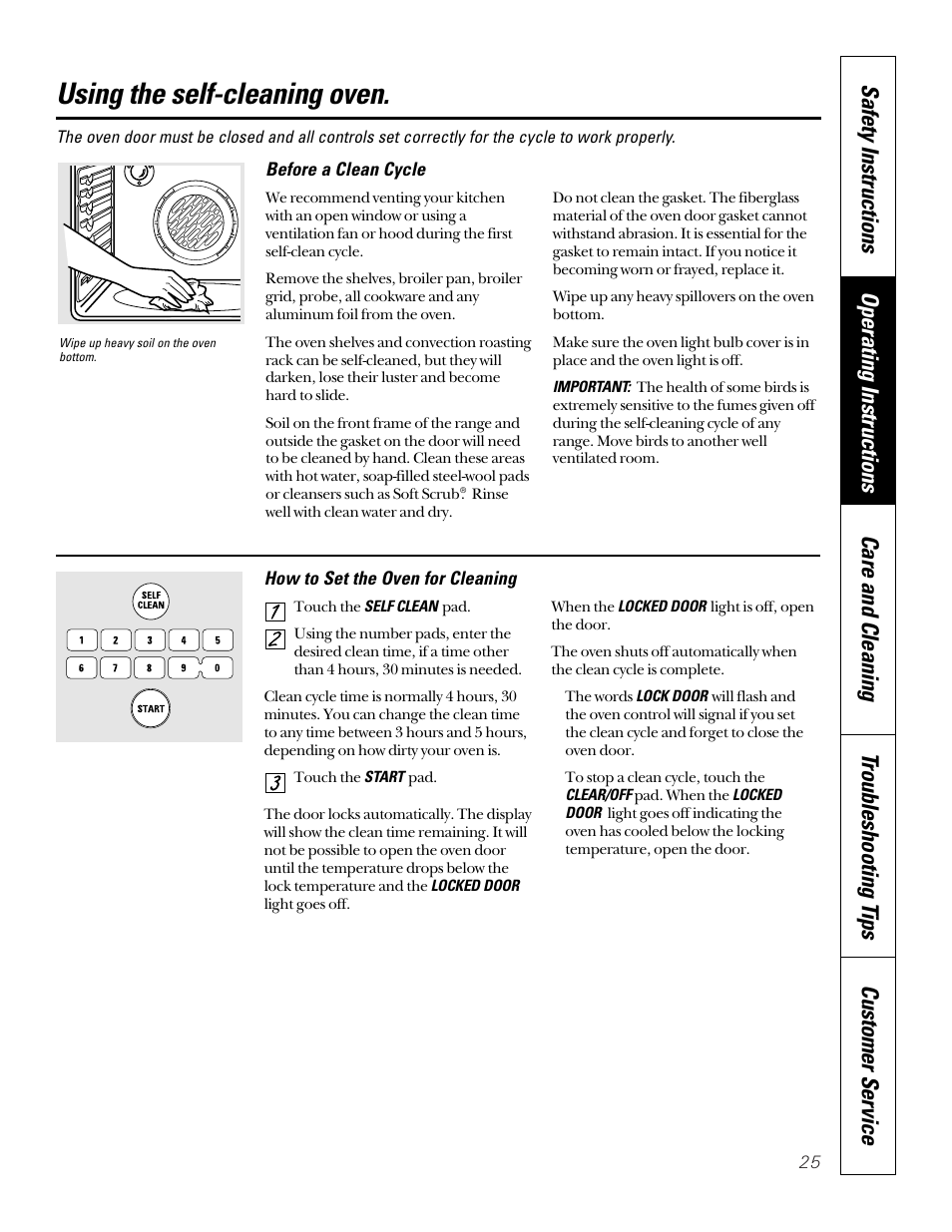 Self-cleaning, Self-cleaning , 26, Using the self-cleaning oven | GE 49-8973-2 01-00 JR User Manual | Page 25 / 40