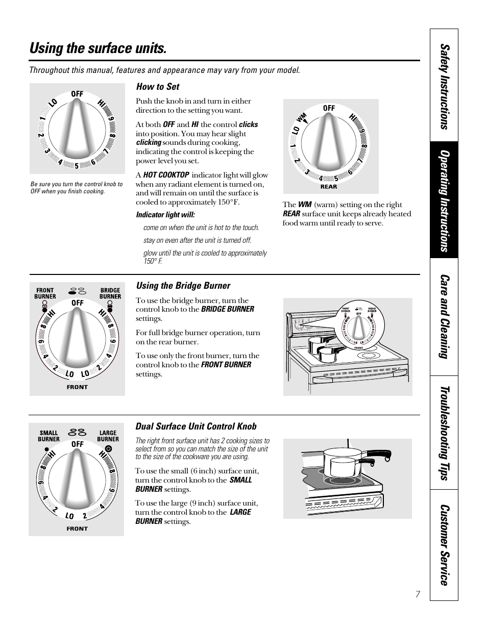 Using the surface units, Using the surface units –9 | GE 49-8973-2 01-00 JR User Manual | Page 7 / 40