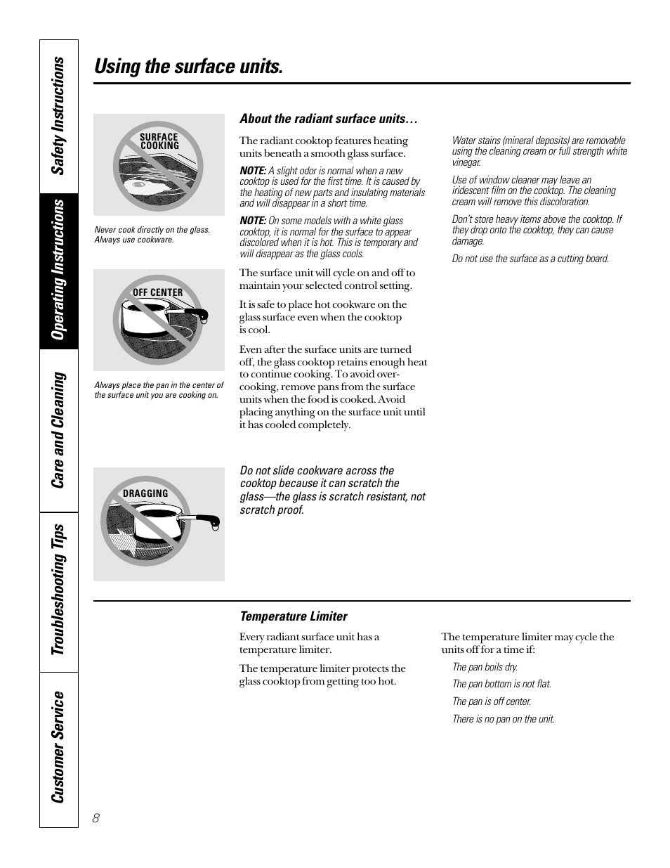 Using the surface units | GE 49-8973-2 01-00 JR User Manual | Page 8 / 40