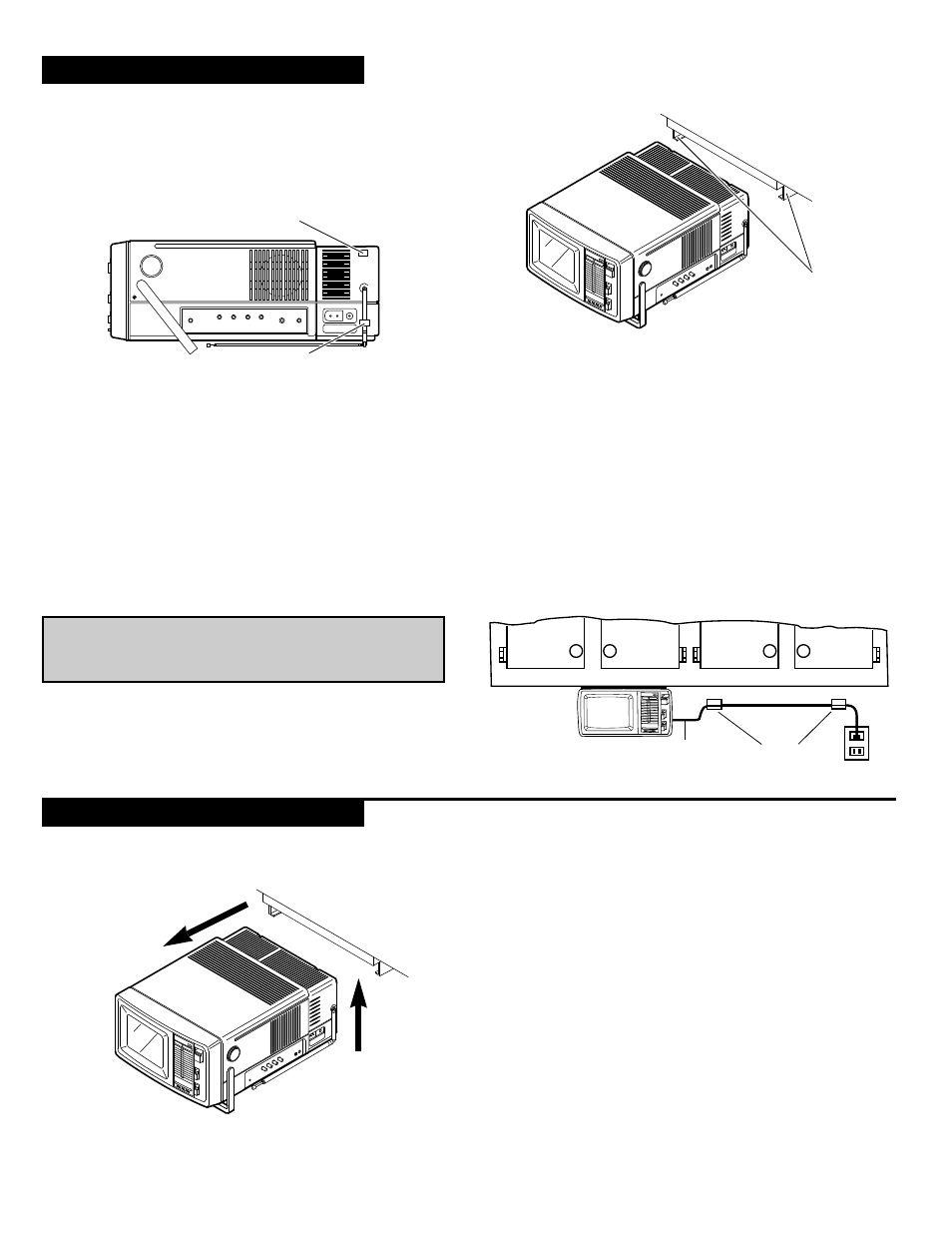 Unmounting the tv/radio, 10 mounting your spacemaker, Unmounting your television/radio | GE 05GP005 User Manual | Page 12 / 24