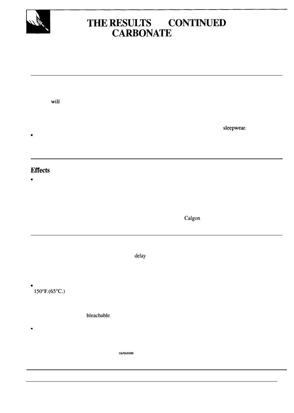 Of use of detergents, Effects on clothes, On washer | Recommended methods to reduce limestone buildup | GE WA5857R User Manual | Page 14 / 28