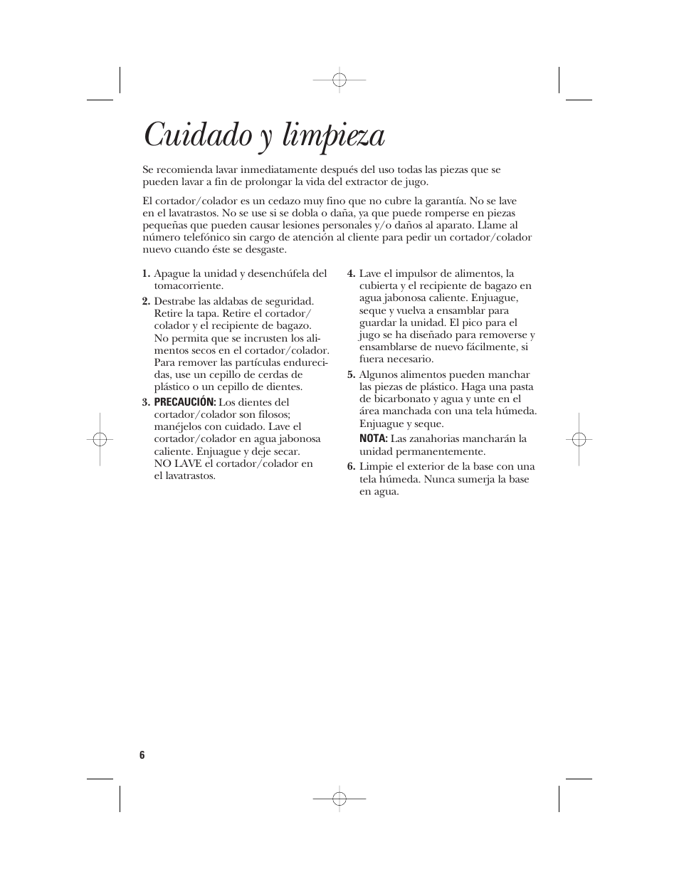 Cuidado y limpieza | GE 840095800 User Manual | Page 19 / 28