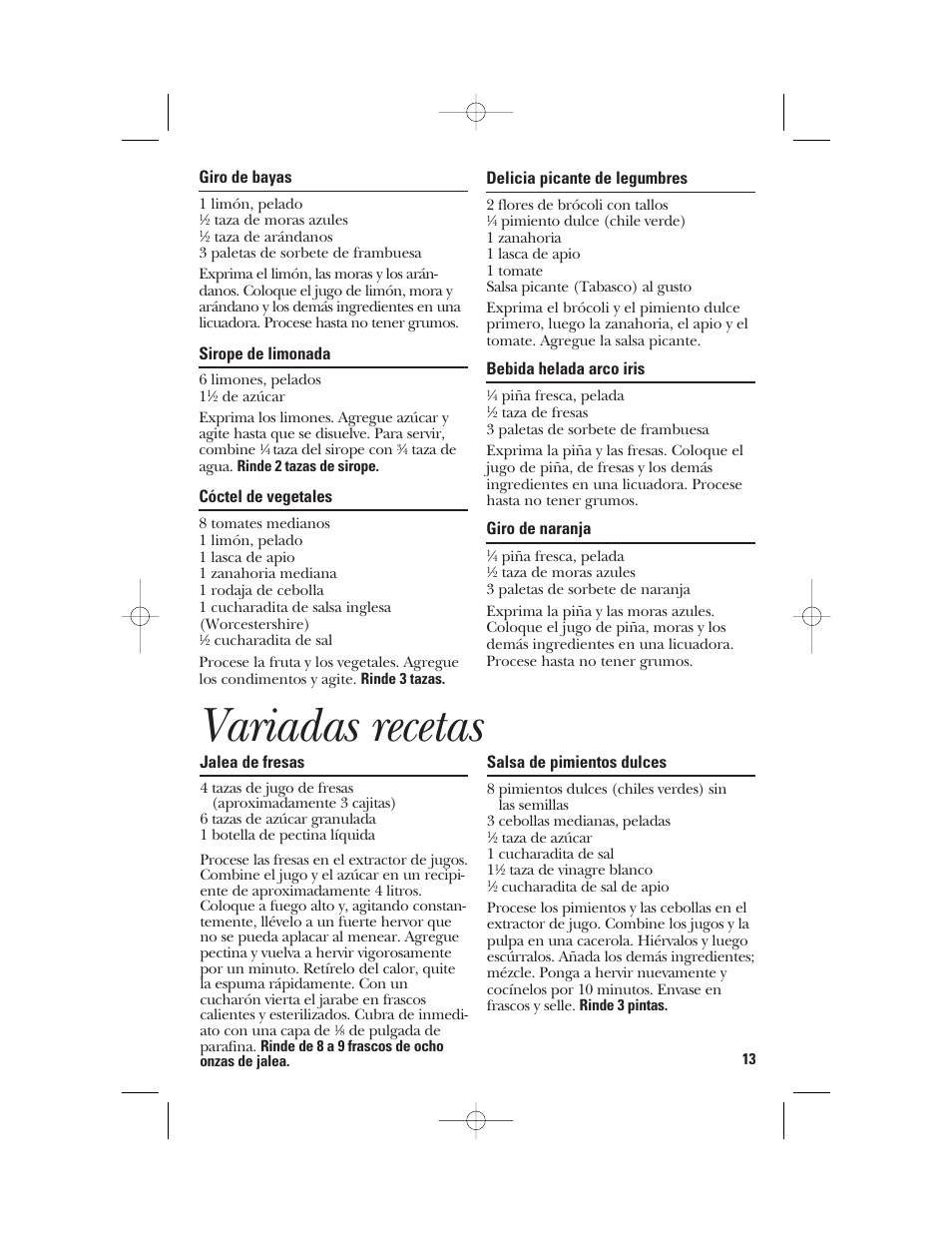 Variadas recetas | GE 840095800 User Manual | Page 26 / 28