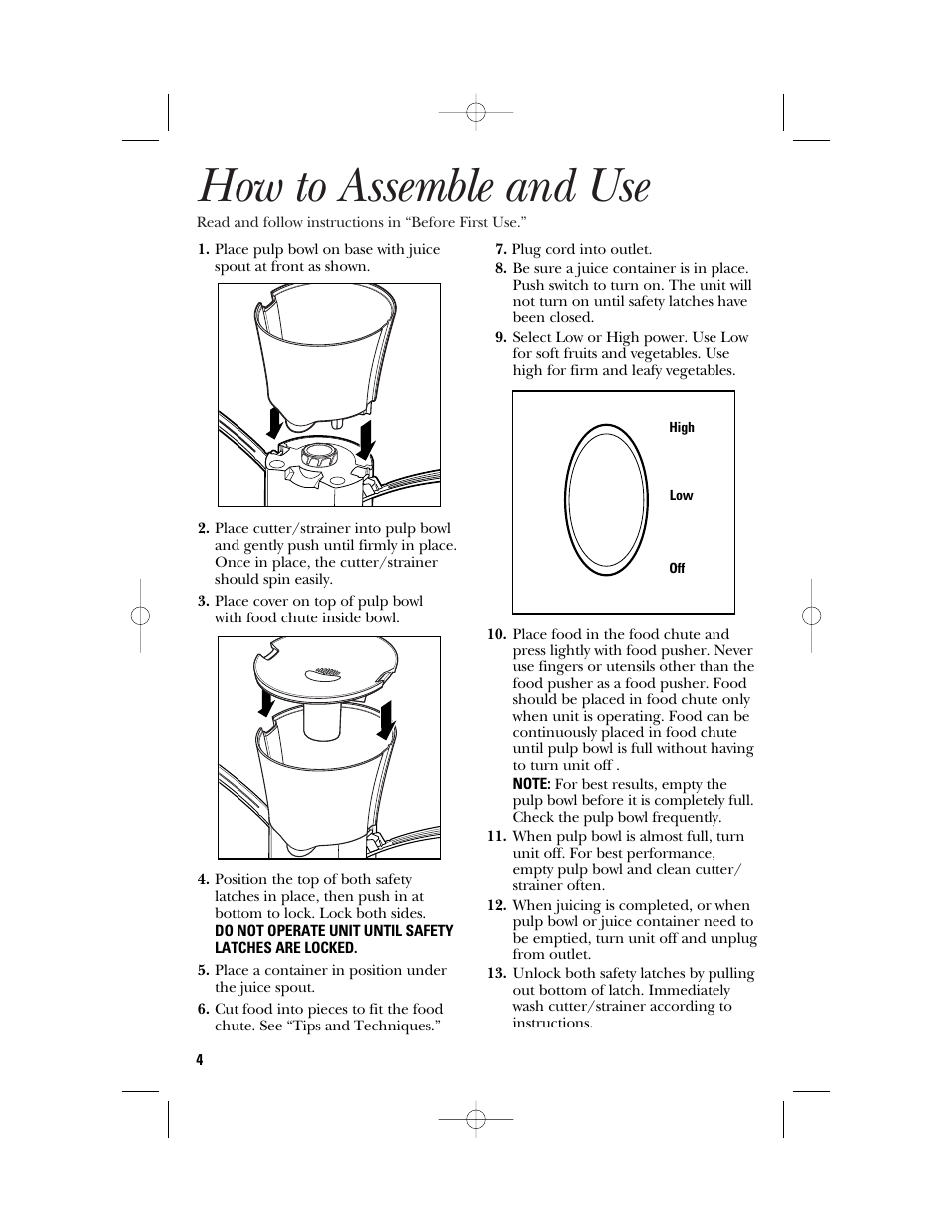 How to assemble and use | GE 840095800 User Manual | Page 4 / 28