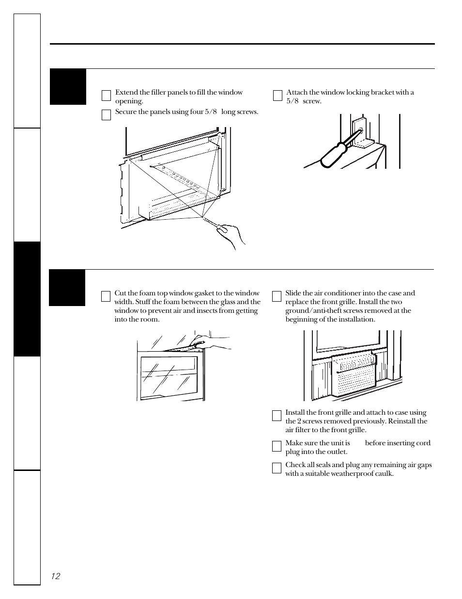 Window installation instructions | GE 23-11-2129N-002 User Manual | Page 12 / 16