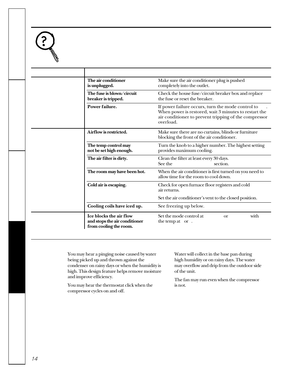 Before you call for service | GE 23-11-2129N-002 User Manual | Page 14 / 16