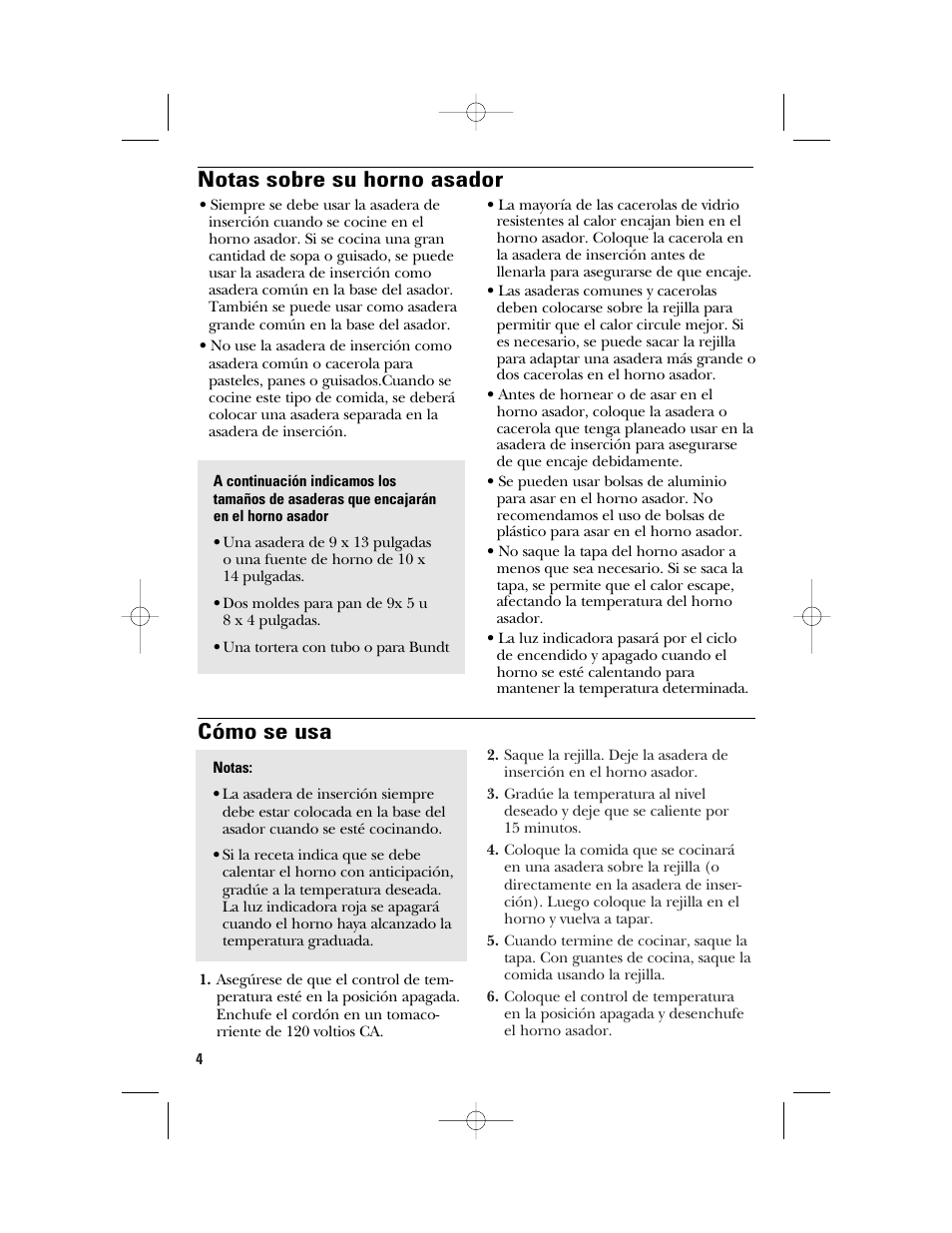 Cómo se usa notas sobre su horno asador | GE 840081100 User Manual | Page 20 / 32