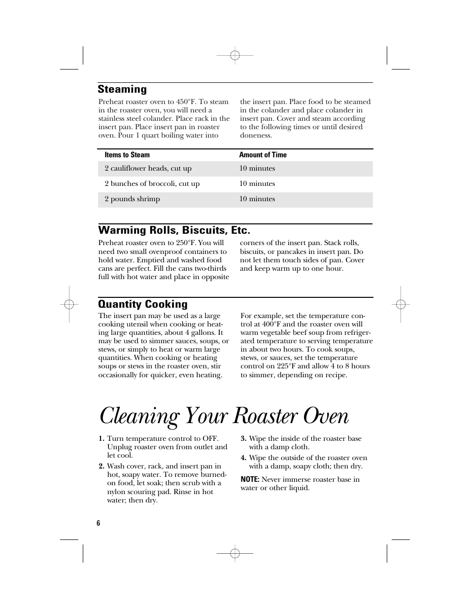 Cleaning your roaster oven | GE 840081100 User Manual | Page 6 / 32